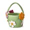 Easter Felt Bunny and Flowers Easter Basket Green, 7L x 8W x 10H Inches